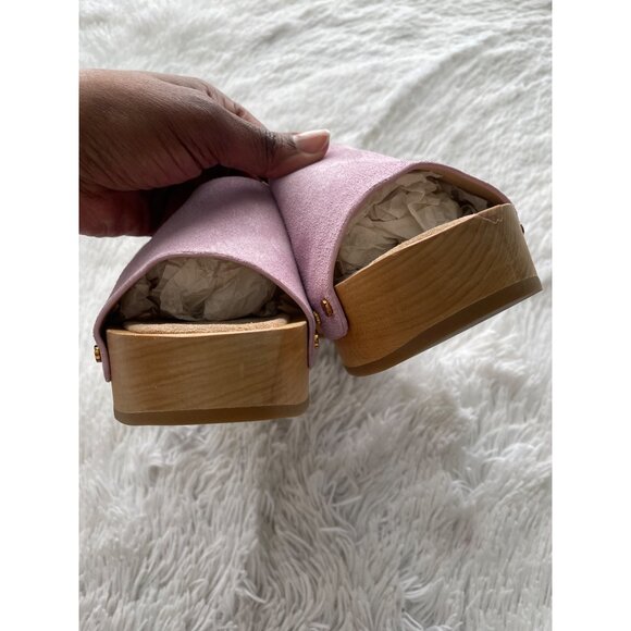 VERONICA BEARD Hannalee Suede Platform Clogs Lavender Size 10 - Picture 5 of 11